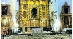 Fotos de La Iglesia de San Francisco del @pasoazul dañada por el terremoto de Lorca y fotos una vez restaurada.